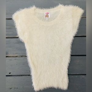 Room Mates- White “furry” short sleeve Shirt Bodycon!!